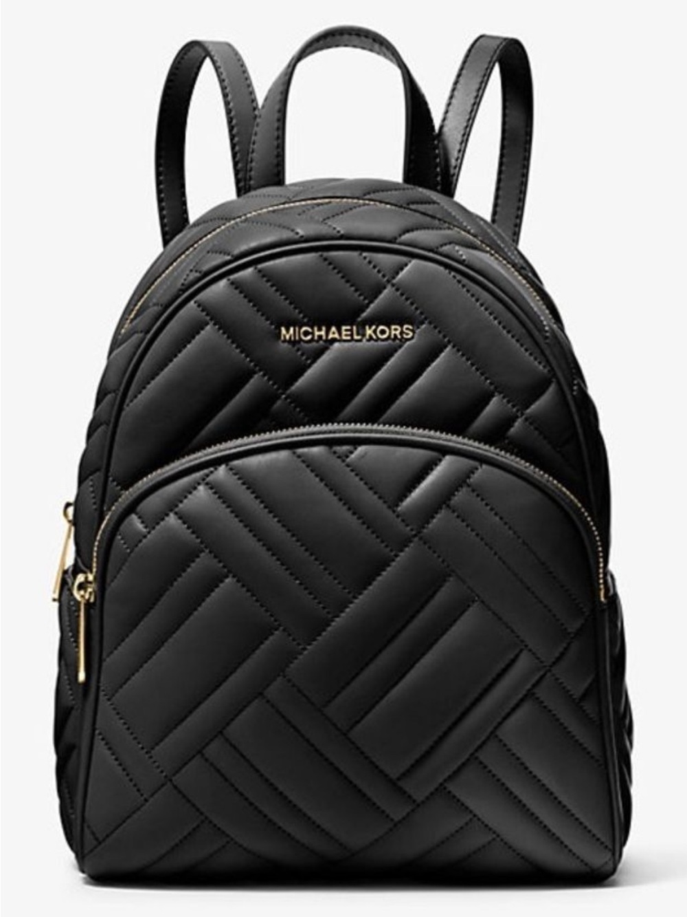 MICHAEL KORS Black Quilted Leather Backpack with Gold Hardware